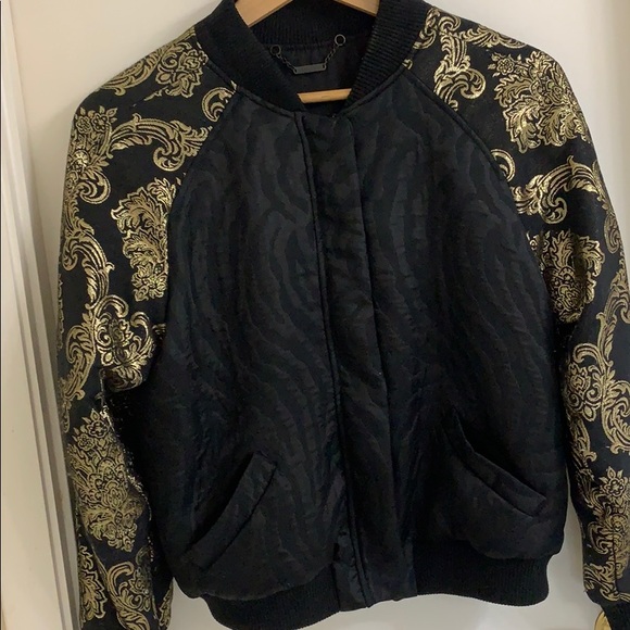 Free People Jackets & Blazers - Bomber jacket black with gold Free People